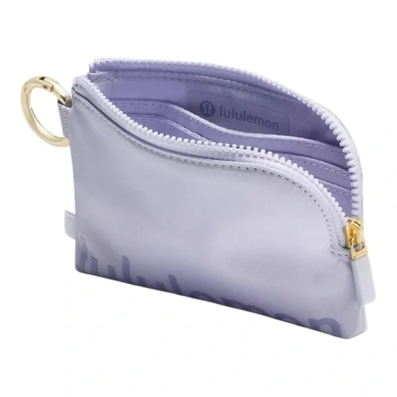 Lululemon Clippable Card Pouch, Serene Blue / Dusty Lilac with Gold OS NWT - Picture 7 of 7
